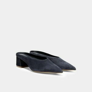NWT Vince Ralston Navy Blue Suede Slip On Mules